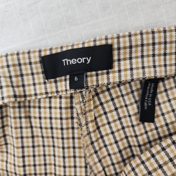 THEORY Alettah Ainsley Checkered Cropped Pants Zip Bottoms - Picture 3 of 6